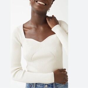 Elegant White Ribbed Sweater